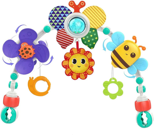 HKM-388051 Adjustable Cartoon Crib Play Gym with Musical & Flashing Hanging Toys for Stroller and Car Seat