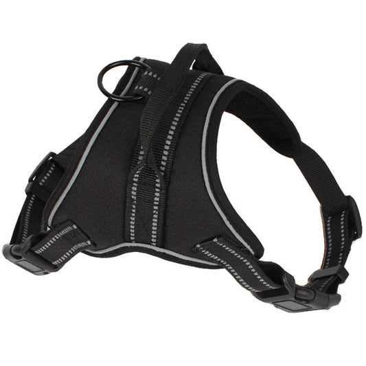 HKM-3888189 Adjustable Pet Harness for Medium to Large Dogs - Black, Orange, Green, with Chest Strap