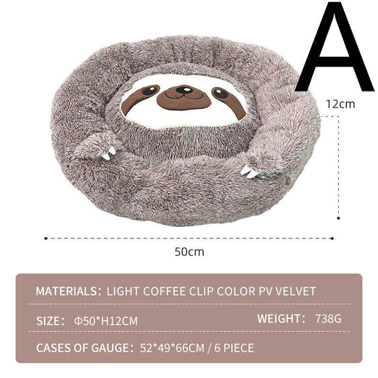 HKM-3892925 Sloth-Shaped Plush Pet Bed for Cozy Relaxation and Comfort