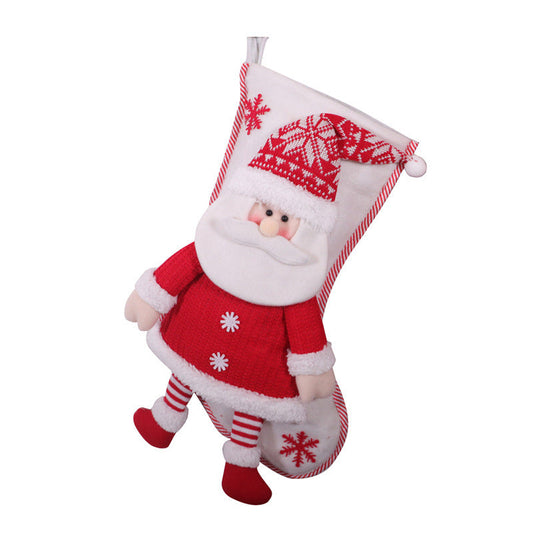 HKM-393619 Red and White Christmas Stocking Collection for Holiday Decor, 45x26 cm