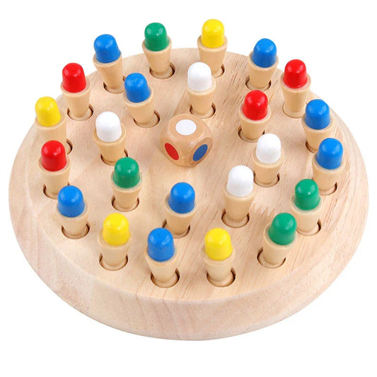 HKM-393747 Wooden Memory Match Stick Chess Board Game for Color Recognition and Cognitive Development