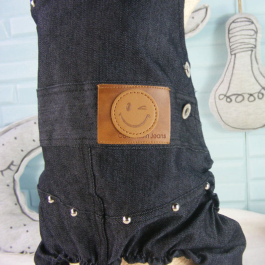 HKM-3943485 Casual Cotton Denim Overalls for Dogs