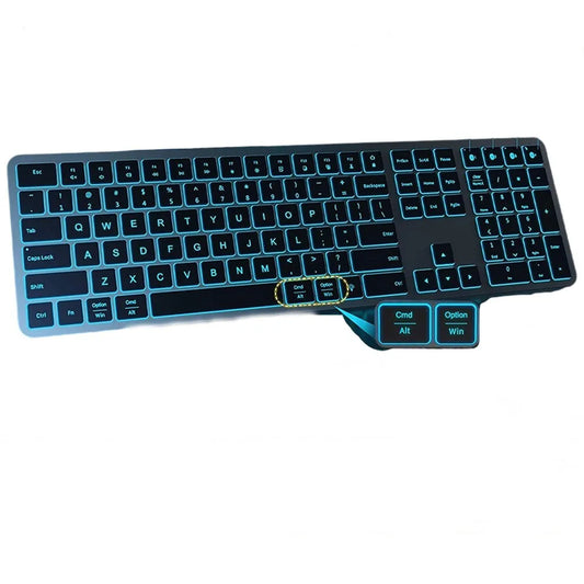 HKM-395731 Full-Size Backlit Wireless Keyboard for Multiple Devices - Rechargeable, Compatible with iOS, Android, and Windows
