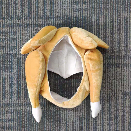 HKM-3959229 Full Face Plush Turkey Hat for Thanksgiving Costume Dress-Up Party
