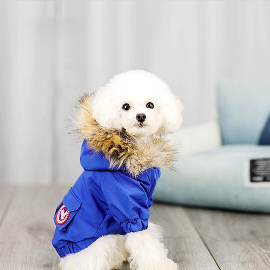 HKM-395987 Cotton and Polyester Pet Dog Clothes with Warm Wool Hat