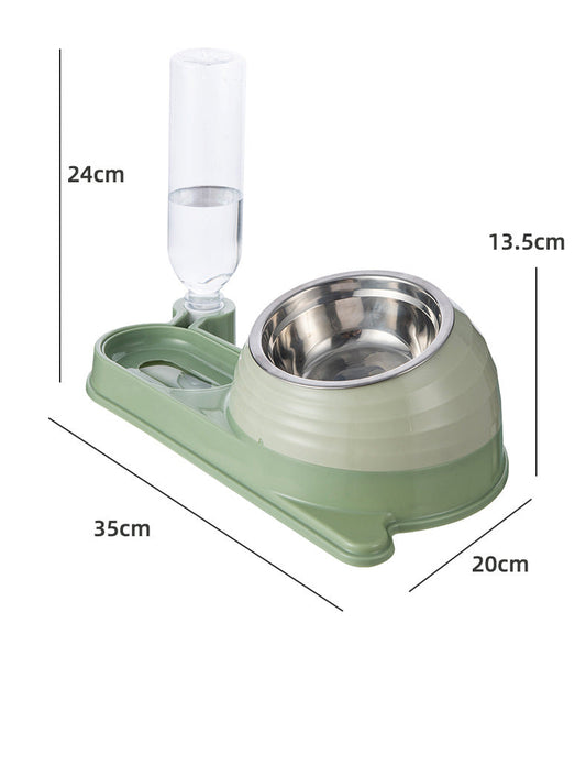 HKM-3961661 Automatic Elevated Cat Food and Water Bowl with Siphon Water Dispenser for Cats and Small Dogs