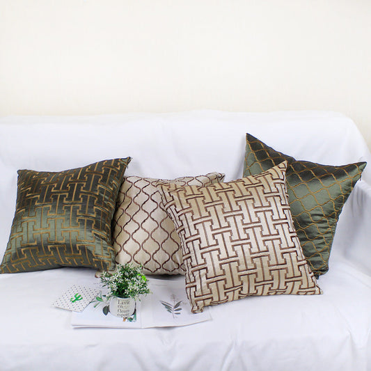 HKM-396435 Neoclassical Stripe Cushion Cover in Artificial Silk with PP Cotton Filling