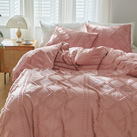 HKM-399763 Geometric Pattern Duvet Cover Set with Pillowcases - Multiple Sizes Available