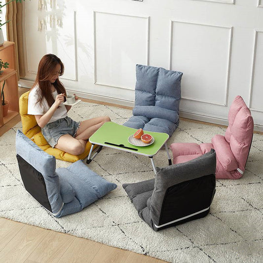 HKM-400147 Compact Folding Floor Backrest Sofa Recliner with Waist Pillow - Multiple Color Options Available