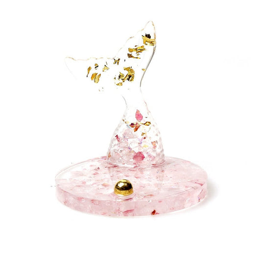 HKM-402131 Natural Resin Fish Tail Crystal Gravel Mobile Phone Holder Ornament - Perfect Gift for Various Occasions