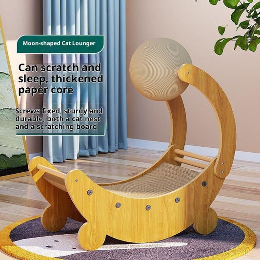 HKM-4025917 Moon Boat Cat Scratch Board - Corrugated Paper Design for Fun and Durable Play