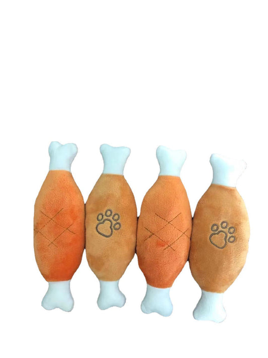 HKM-4042045 Bite-Resistant Plush Chicken Leg Pet Toy for Interactive Play and Training