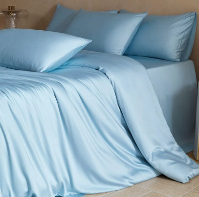 HKM-408659 Bamboo Fiber Solid Color Bed Sheet and Quilt Cover Set in Multiple Sizes
