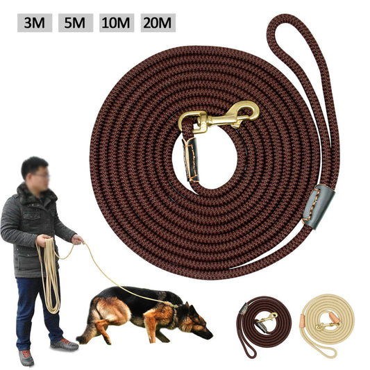 HKM-4112317 Adjustable Dog Training Belt - Available in Beige and Coffee, Lengths from 3m to 20m, 0.8cm Diameter