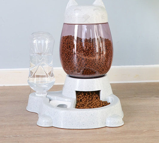 HKM-4135741 Automatic Pet Water Dispenser and Food Bowl for Cats and Small Dogs, Non-Wet Mouth Design, Anti-Overturning Base