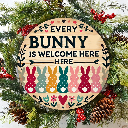 HKM-415699 Wooden Easter Hang Tags with Bunny Designs for Decor - Set of 1