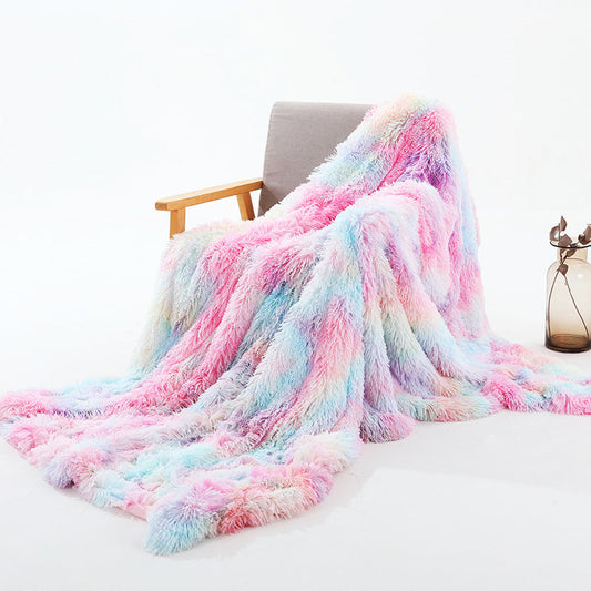 HKM-416147 Rainbow Tie-Dye Double Layer Blanket in Various Sizes and Colors