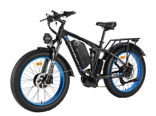 HKM-416275 Electric Mountain Bike 24" Fat Tire Dual Motor 52V 3000W Off Road E-Bike with Hydraulic Brakes