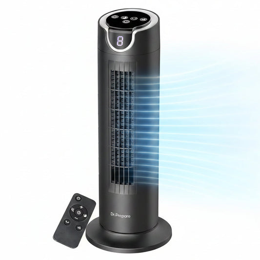 HKM-4181331 25 dB Quiet DC Bladeless Tower Fan with Remote, 8 Speeds, 1-8H Timer, 80° Oscillation, 16 Inch for Home and Office