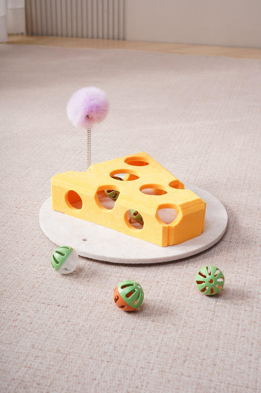 HKM-4200125 Interactive Cat Puzzle Toy with Suction Cup Base and Spring Teaser for Engaging Solo Play