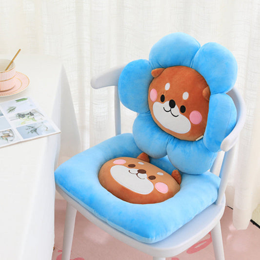 HKM-421459 Plush Round Flower Cushion - Square 38x38cm, Flower 45x38cm for Single Seat Sofa