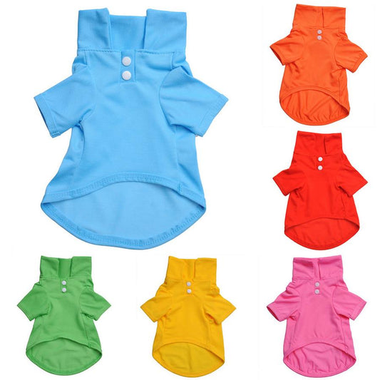 HKM-422547 Solid Color Dog Polo Shirt with Lapel - Cozy Cotton Apparel for Pets