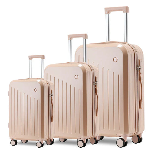 HKM-424019 ABS Cabin Trolley Luggage Set - Lightweight Carry-on Suitcases in 20, 24, and 28 Inches