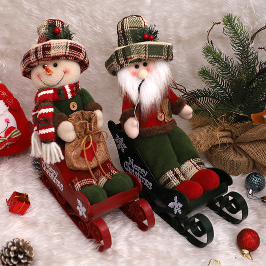 HKM-424915 Sled Doll Christmas Decor in Old Man, Snowman, and Elk Styles