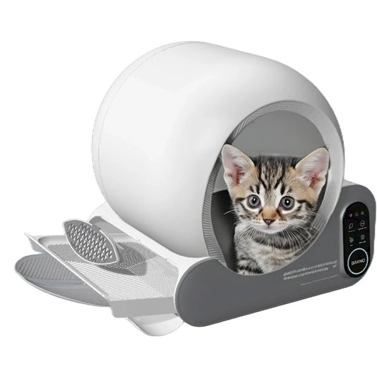 HKM-426067 Large 70L Capacity Automatic Cat Litter Box with Odor Control and Easy Clean Features, Dust-Free Self-Cleaning Design for Multiple Cats
