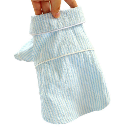 HKM-4261693 Striped Cotton and Linen Pajamas for Dogs and Cats in Pink, Blue, and Black/White