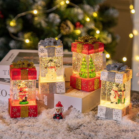 HKM-426387 Christmas Crystal Ball Gift Boxes with Lights - Small Size for Snowman and Tree Decor