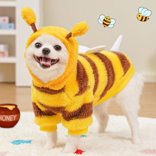 HKM-4276925 Autumn and Winter Pet Costume for Dogs and Cats - Bee Transformation and Striped Design, Multiple Sizes Available