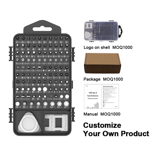 HKM-428115 Precision Mini Screwdriver Set with 118 Magnetic Bits - Multi-Function Stainless Steel Repair Tool