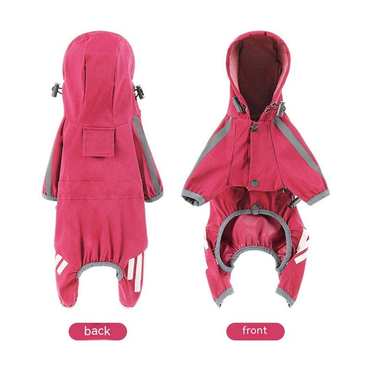 HKM-4295229 Water-Resistant Pet Raincoat with Reflective Stripes - Available in Multiple Colors and Sizes
