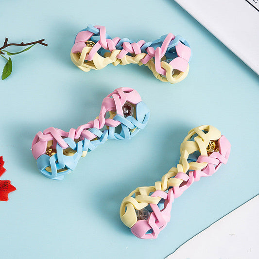 HKM-4309949 Macaron Woven Dog Toy with Sound and Light Features, TPR Material, 14.7x6.5cm