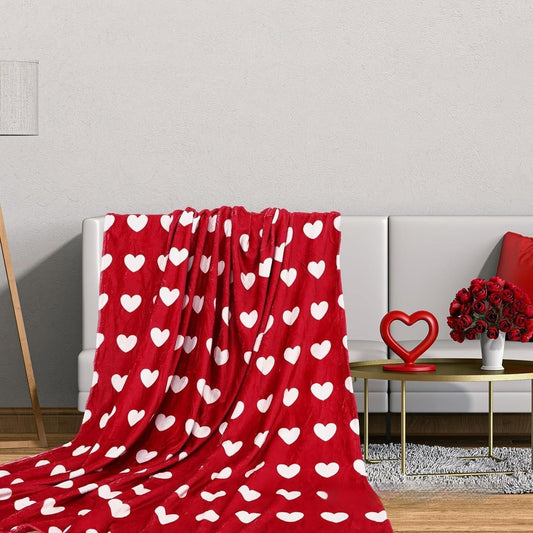 HKM-431379 Plaid Heart-Shaped Plush Blanket - Available in Multiple Sizes and Colors