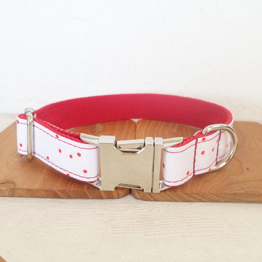 HKM-431891 Adjustable Red Ink Pet Collar for Cats with Bowknot and Ribbon - All Seasons