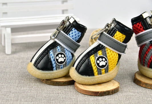 HKM-4332989 Breathable Reflective Mesh Dog Shoes in Red, Yellow, and Blue – Multiple Sizes Available