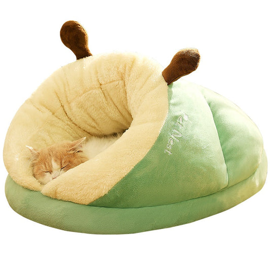 HKM-4341949 Cozy Crystal Velvet Pet Bed in Avocado Green, Blue Elk, and Gray Brown Bear
