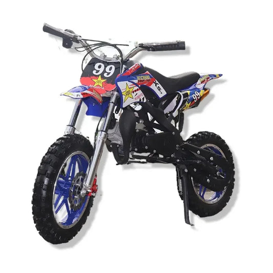 HKM-434259 Kids Gas Dirt Bike 49cc 50cc Super Mini Motorcycle Manual/Electric Start with Disc Brakes