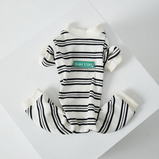 HKM-4346429 Thin Striped Casual Pet Clothing for Spring and Summer - Four-Legged Homewear