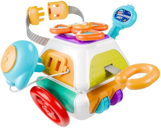 HKM-434643 10-in-1 Educational Activity Cube for Babies and Toddlers - Engaging Polyhedron Busy Board Toy