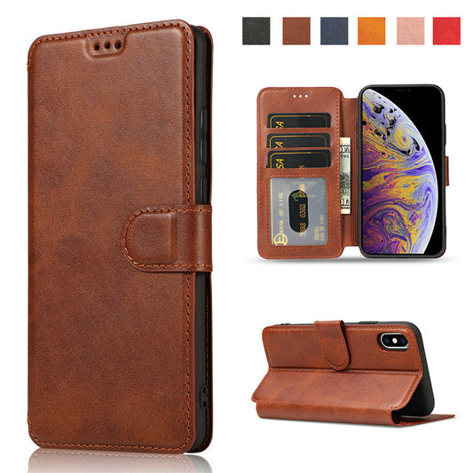 HKM-436243 Clamshell Imitation Leather Card Holder Mobile Phone Cover