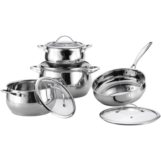 HKM-440147 Stainless Steel Non-Stick Cooking Pot Set - 8 Piece Cookware Collection