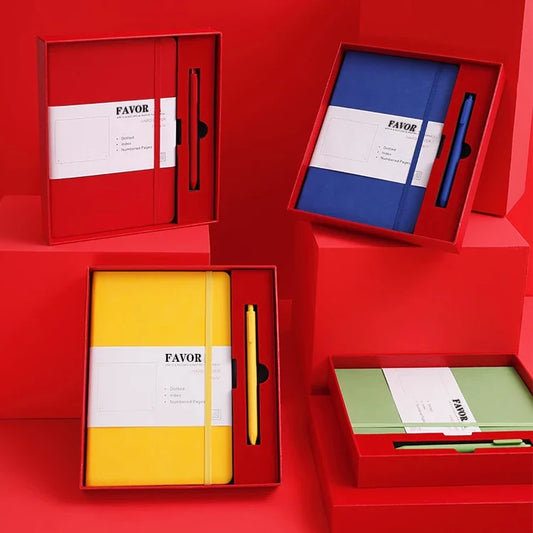 HKM-440723 Customisable A6 A5 B5 PU Leather Journal Planner Set with Pen and Gift Box for Corporate Use