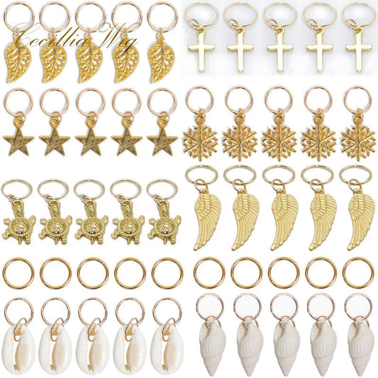HKM-442323 Casual Metal Round Buckle Hair Loop for Dirty Braid Styles in Gold and Silver