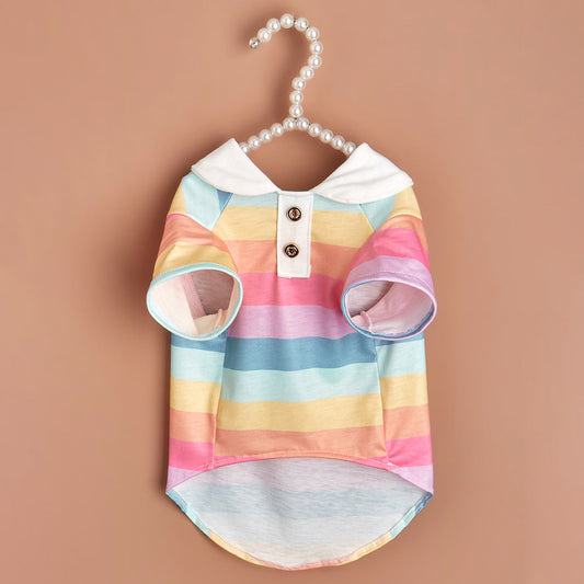HKM-4448317 Colorful Striped Polo Shirt for Pets - Available in XS to XL Sizes