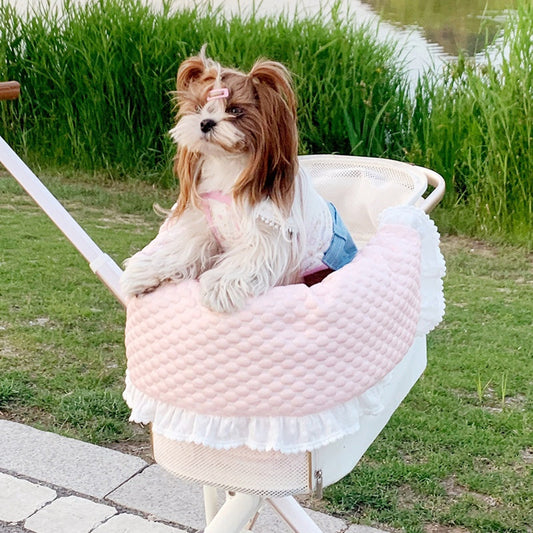 HKM-4475197 Washable Pet Stroller Cushion Set with Removable Pad and Pillow for Cats and Dogs in Various Designs