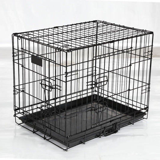 HKM-4509373 Folding Wire Cage for Large Pets - High Gloss Black, 18 Inches (49*28*34cm)