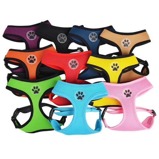 HKM-451667 Breathable Mesh Pet Chest Harness with Adjustable Traction Rope - Multiple Sizes & Colors Available